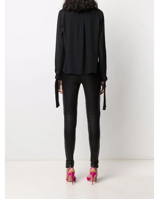 Philipp Plein Black Button-Down Silk Shirt