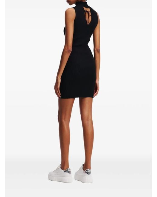 Karl Lagerfeld Black Logo-Print Mini Dress