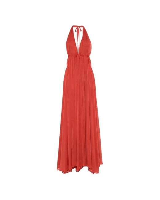 Arcina Ori Red Florence Halterneck Pleated Maxi Dress