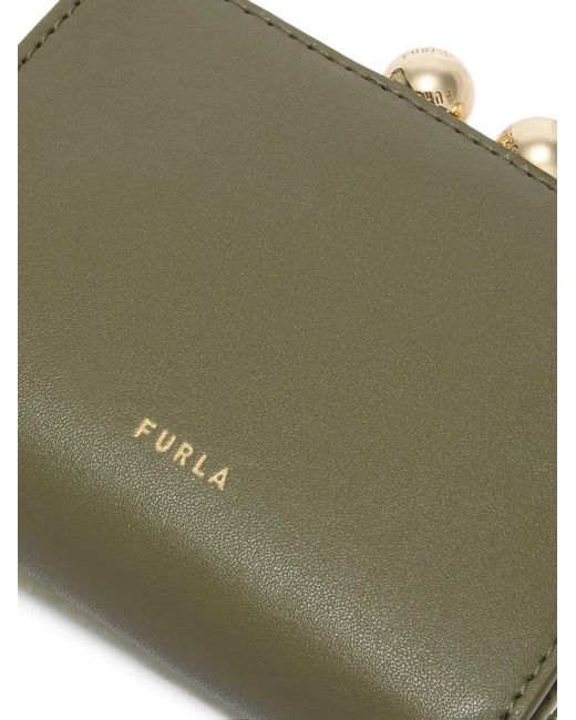 Furla Green Portefeuille Compact S Dots À Fermoir
