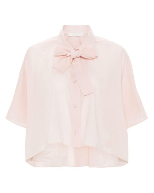 Philosophy Di Lorenzo Serafini Pink Pussy-bow Cropped Shirt