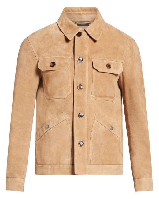 Tom Ford Natural Classic-Collar Suede Jacket for men