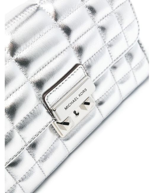 Michael Kors White Large Tribeca Leather Cross Body Bag