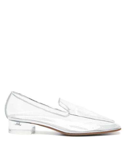 Herbert Levine White Square-Toe Loafers
