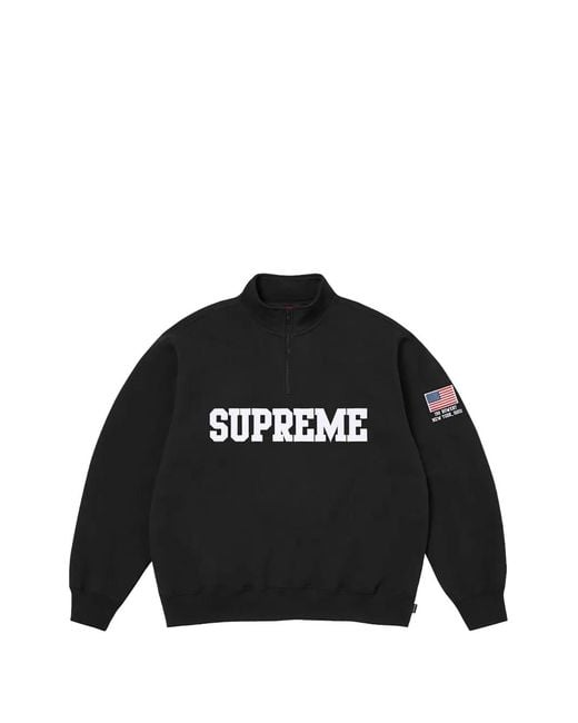 Supreme Black Flag-Detail Half-Zip Sweatshirt for men
