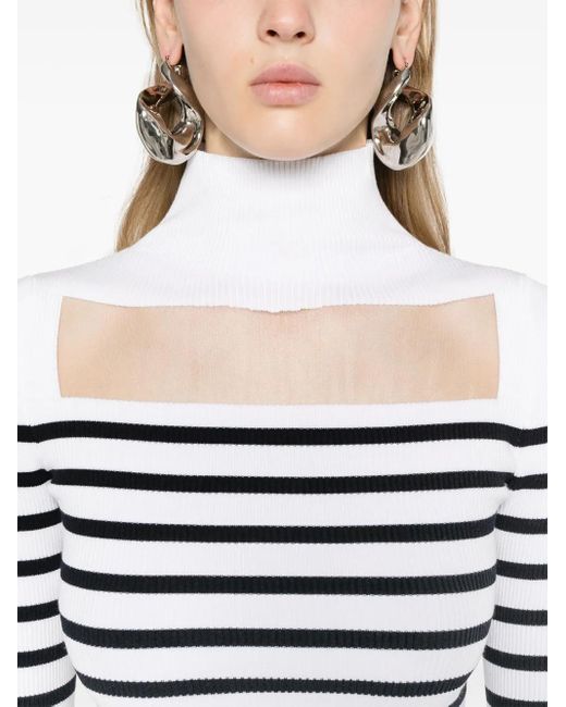 Jean Paul Gaultier Gestreepte Geribbelde Maxi-Jurk in het White