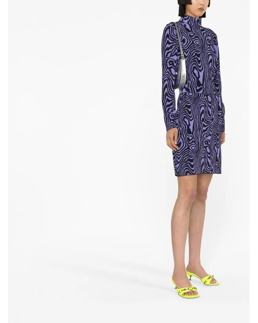 Moschino Blue Graphic-Pattern Knitted Mini Skirt