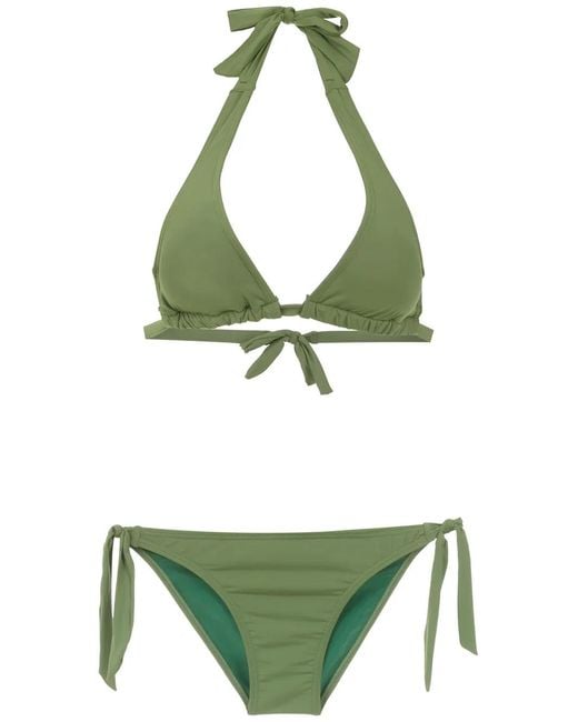 Amir Slama Green Plain Bikini Set