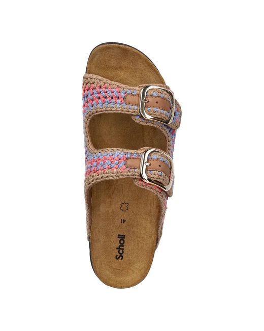 Scholl Brown Noelle Buckle Sandals
