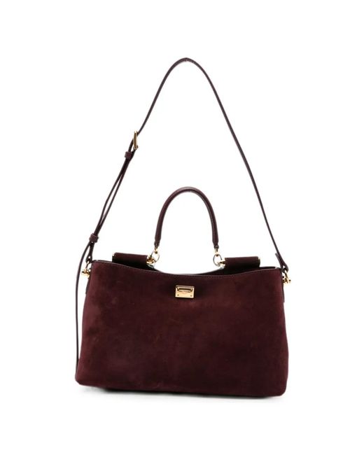 Dolce & Gabbana Purple Sicily Logo-Plaque Tote Bag