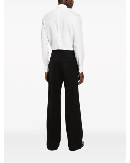 Dolce & Gabbana White Rhinestone-Embellished Cotton Shirt for men