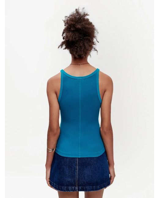 Re/done Blue Fine-Rib Cotton Tank Top