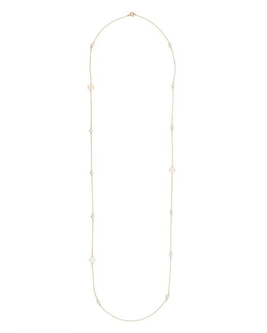 Tory Burch White Moondance Long Pearl Necklace