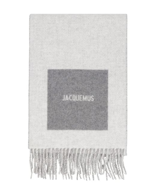 Jacquemus White Panelled Fringed Scarf