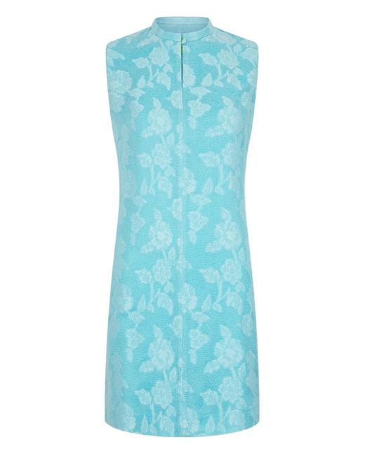 Shanghai Tang Blue Jacquard Mini Dress