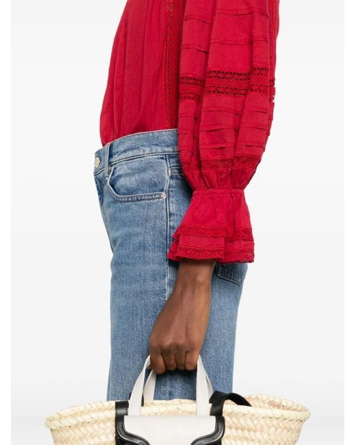 Blusa Con Bordo Di Pizzo di Alice + Olivia in Red