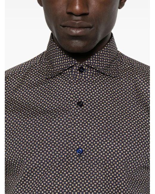 Mazzarelli Hemd mit Blumen-Print in Brown für Herren