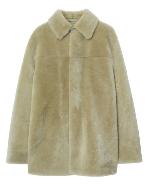 Burberry Green Long-Sleeve Shearling Jacket