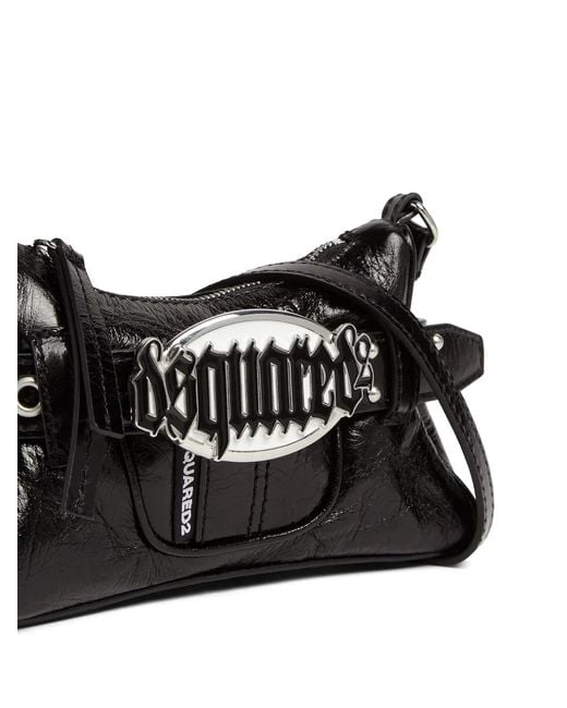 DSquared² Black Gothic Leather Shoulder Bag