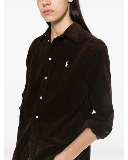 Polo Ralph Lauren Black Corduroy Embroidered-Logo Shirt