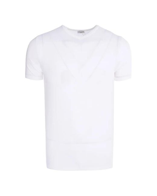 Zimmerli of Switzerland White Short-Sleeve V-Neck T-Shirt for men