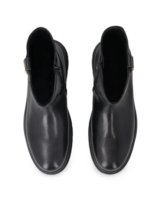 Pinko Black Logo-Plaque Leather Ankle Boots