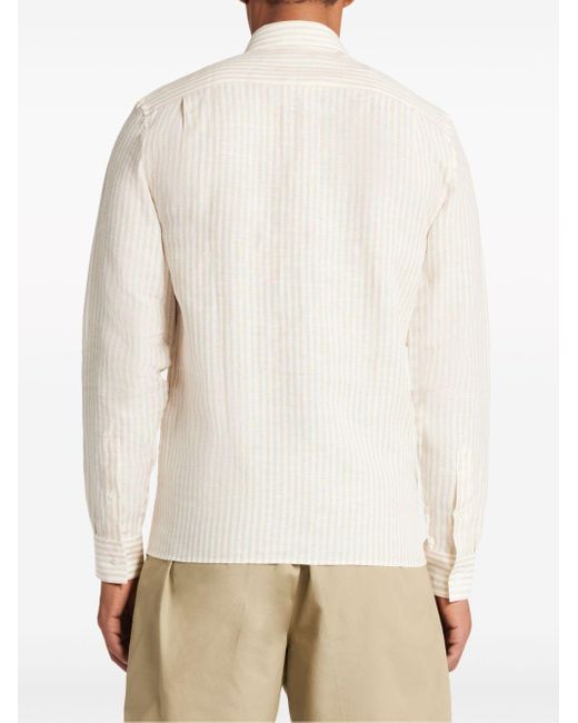 Lacoste White Striped Linen Shirt for men
