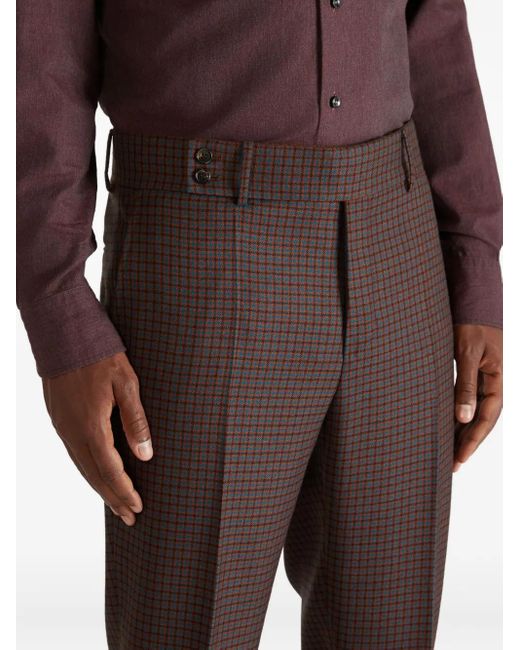 Incotex Brown Houndstooth Trousers for men
