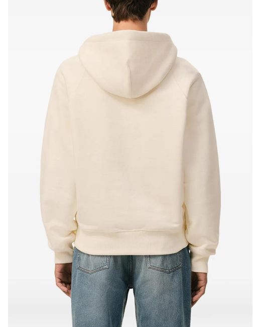 AMI Natural Logo-Embroidered Zip-Up Hoodie
