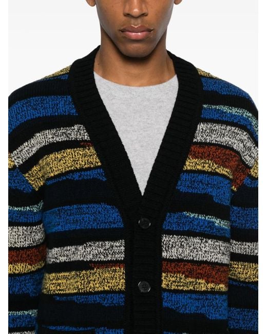 Missoni Blue Striped-Pattern Cardigan for men