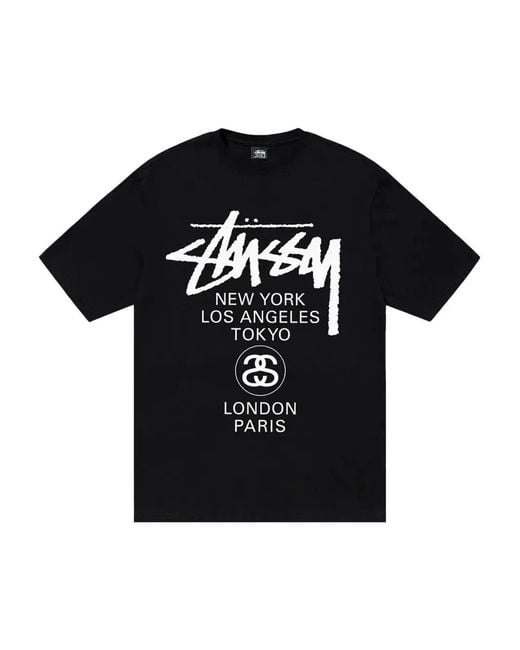 Stussy Black World Tour T-Shirt for men