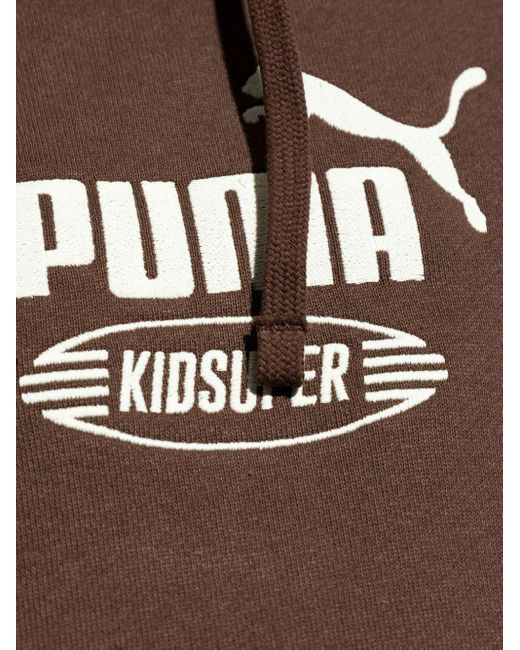 PUMA Red Panelled Logo-print Hoodie for men