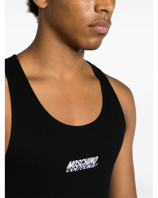 Moschino Geripptes Trägershirt mit Logo in Black für Herren