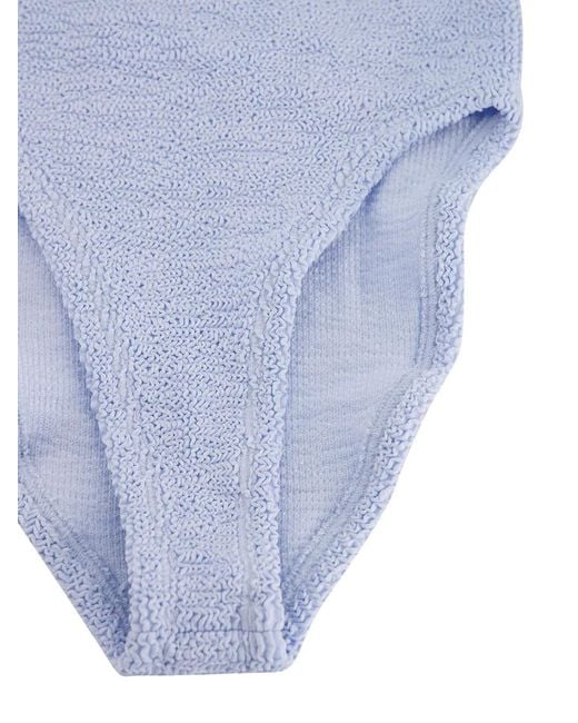 Hunza G Blue Adriana Beaded Crinkle Swimsuit