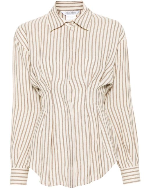 Max Mara Natural Striped Linen Shirt