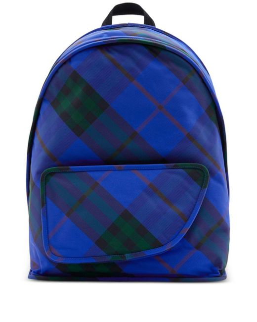 Burberry Blue Shield Vintage Check-print Backpack for men