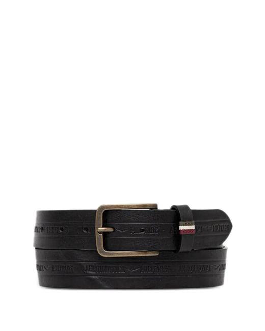 Aeronautica Militare Black Stripe Embossed Belt for men