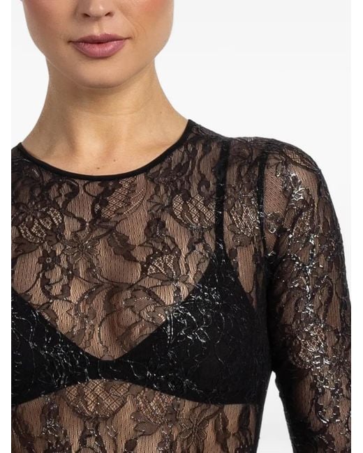 Wardrobe NYC Black Lace Long-Sleeve Bodysuit