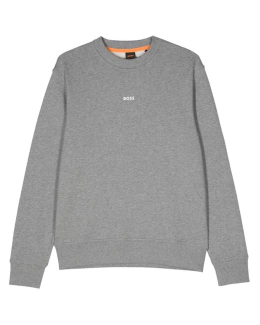Boss Gray Logo-rubberised Cotton Sweatshirt for men