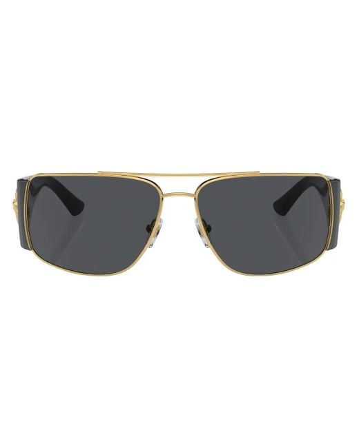 Versace Gray Rectangle-Frame Sunglasses for men