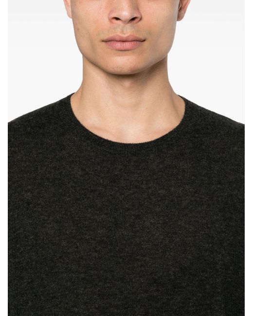 Saint Laurent Black Mélange-effect Knitted Jumper for men