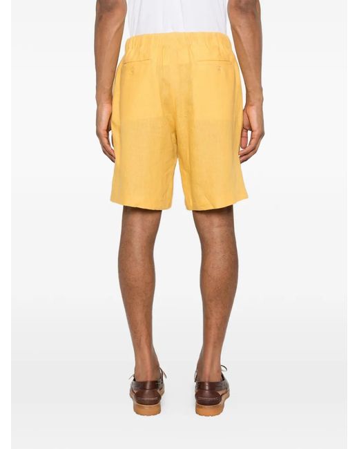 Sandro Yellow Elastic Waist Linen Shorts for men