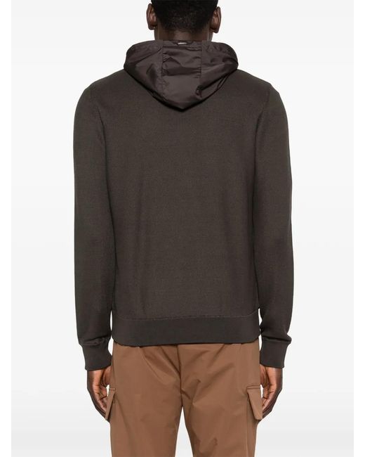 Herno Brown Zip-Up Hooded Jacket for men