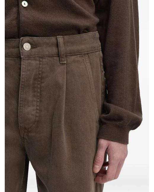 Another Aspect Brown Pleated Jeans for men