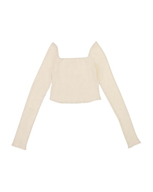 CALLIPYGIAN White Square-Neck Ribbed Top