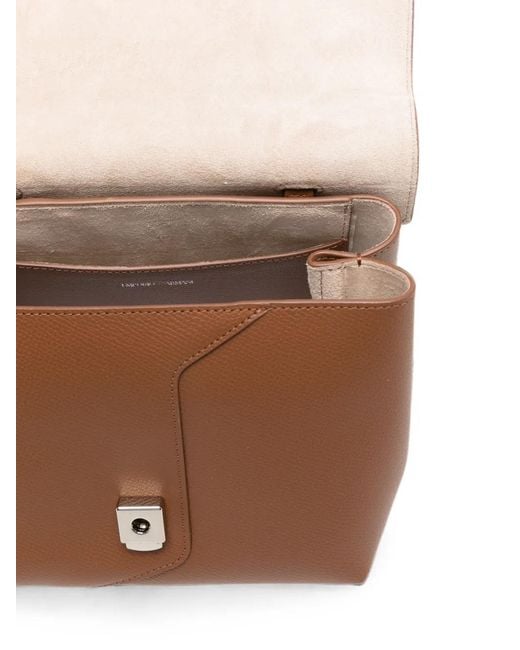 Emporio Armani Brown 1981 Logo-Print Leather Clutch Bag