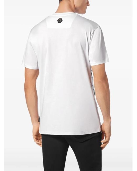 Philipp Plein White T-Shirt Round Neck Ss Skull & Bones for men