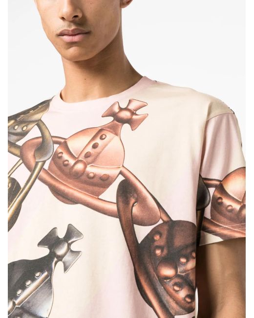 Vivienne Westwood Pink Logo Printed Tee for men