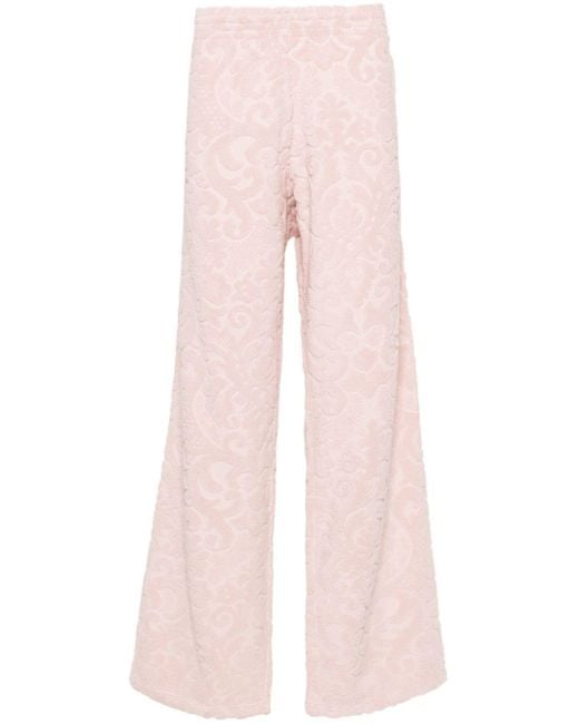 Martine Rose Pink Patterned-jacquard Towelling Trousers for men
