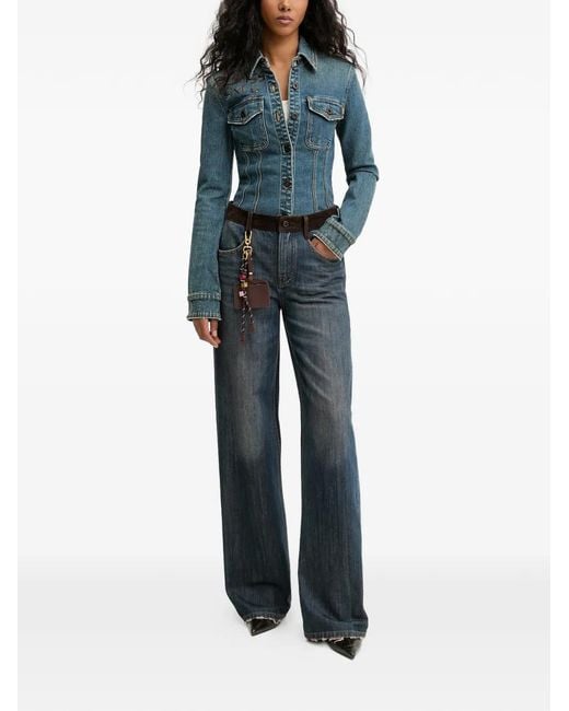 Miss Sixty Gray Jean Droit À Design Patchwork